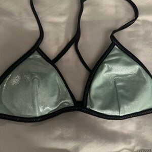 Victoria's Secret Aqua shimmer bikini top with Black Trim